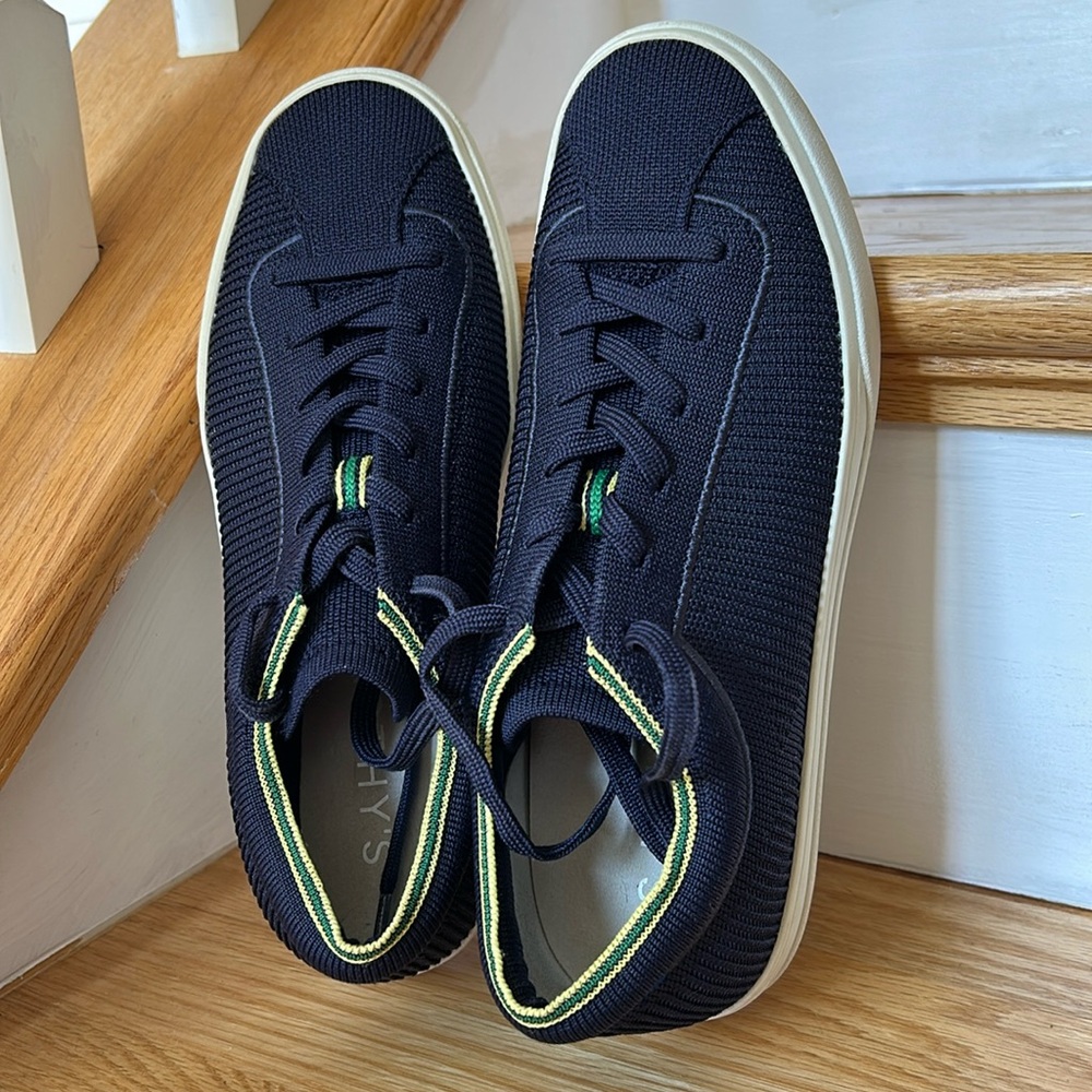 Rothy’s Navy Sneakers with Green and Yellow Accents Size 8